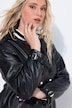 Jakke, skinnlook, oversized, rund hals, 2-veis glidelås