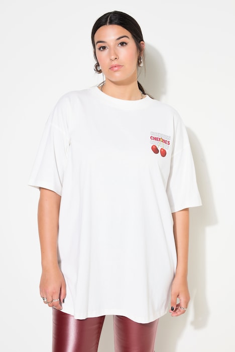 T-shirt, oversized, cherriesprint op de rug