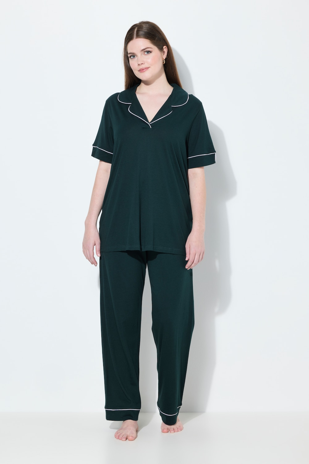 Große Größen Pyjama, Damen, grün, Größe: 58/60, Baumwolle/Synthetische Fasern, Ulla Popken