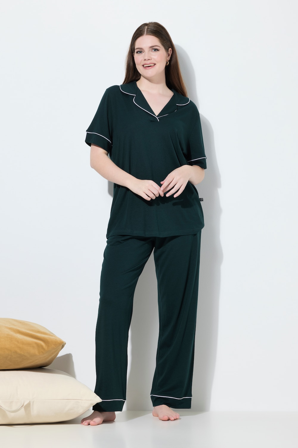 Pyjama, sierpaspels, reverskraag, korte mouw