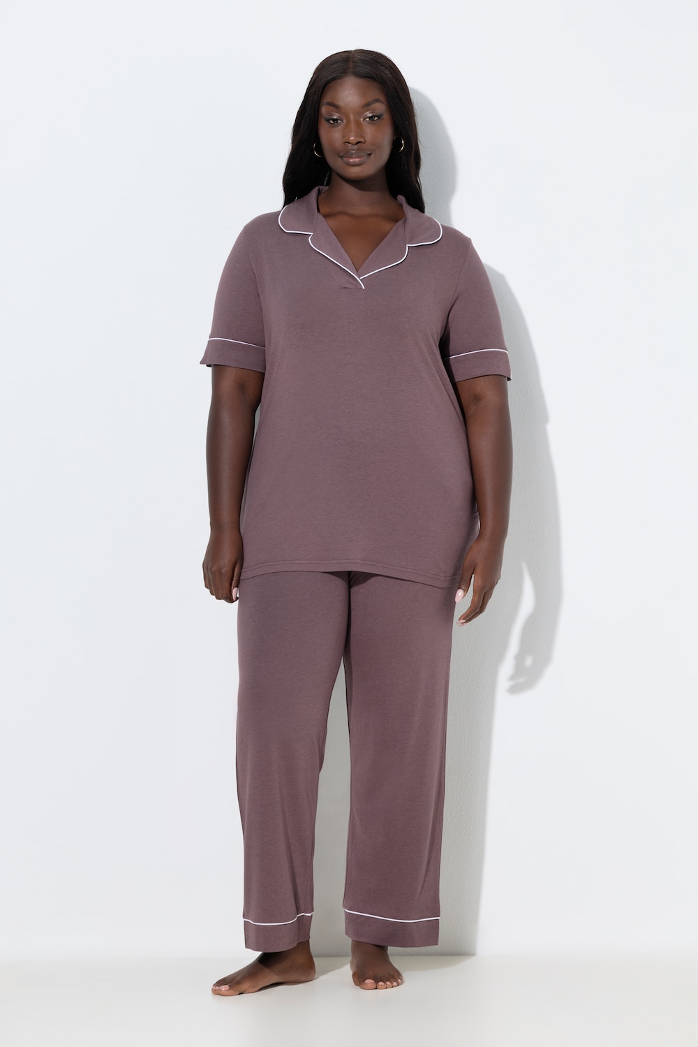 Große Größen Pyjama, Damen, braun, Größe: 42/44, Baumwolle/Synthetische Fasern, Ulla Popken