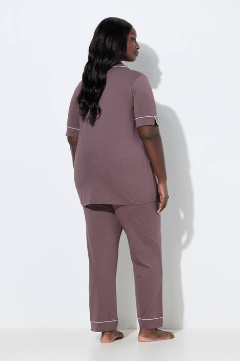 Pyjama, sierpaspels, reverskraag, korte mouw