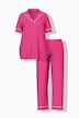 Lapel Collar Short Sleeve Two Piece Pajama Set