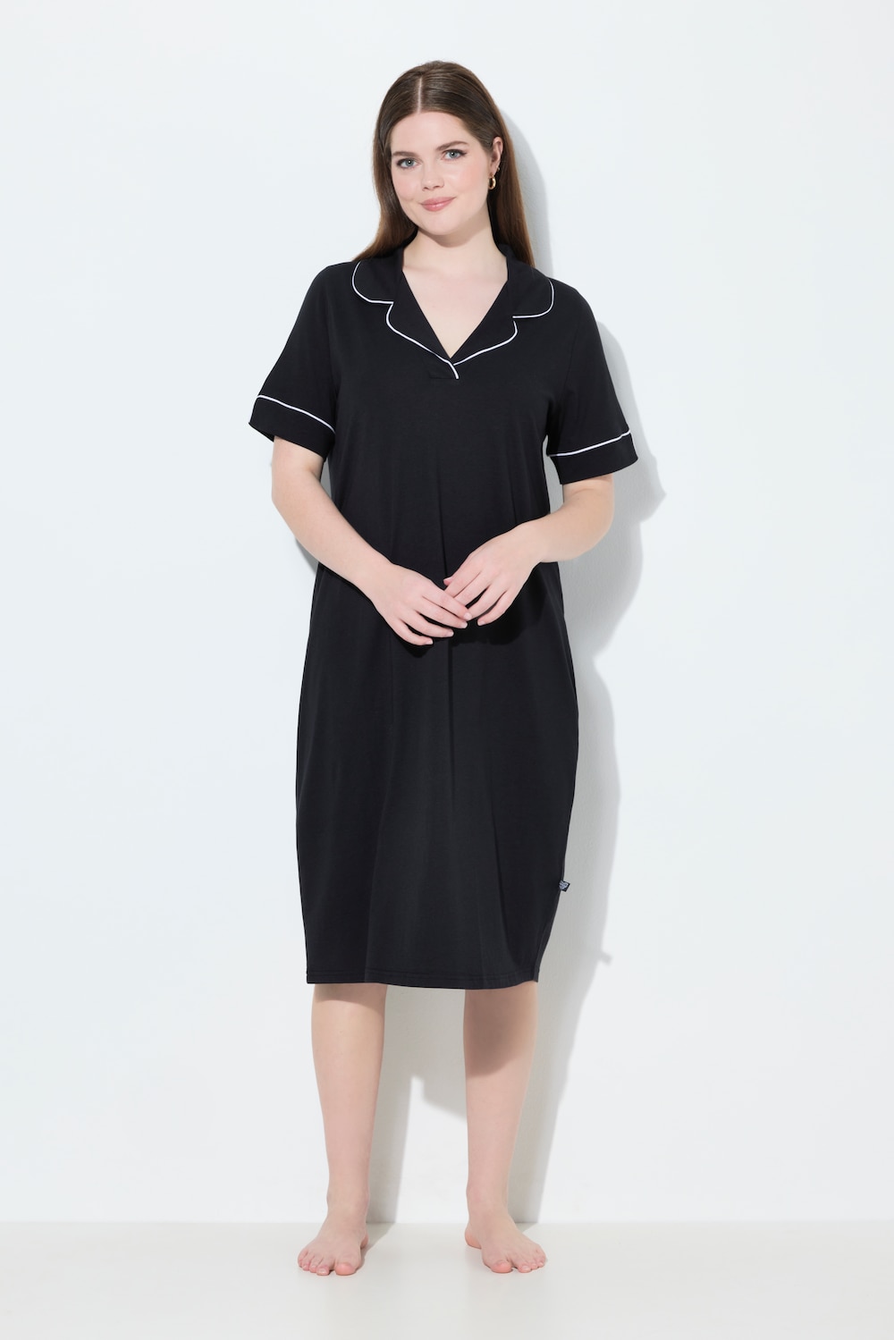 Große Größen Nachthemd, Damen, schwarz, Größe: 50/52, Baumwolle/Synthetische Fasern, Ulla Popken