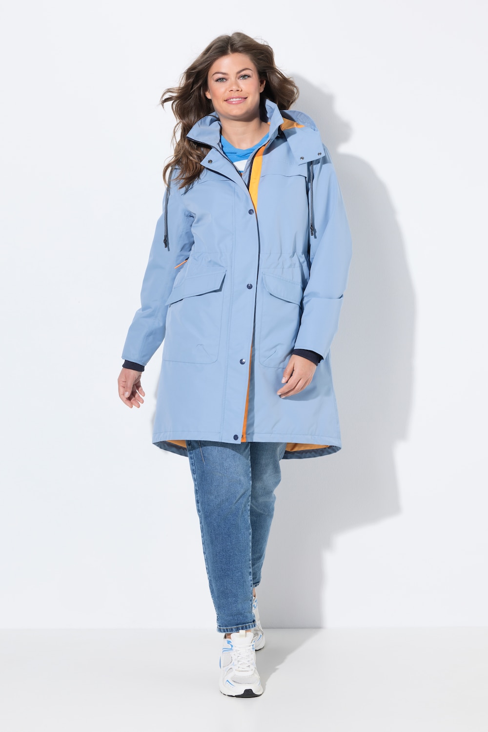 Große Größen Funktions-Parka, Damen, blau, Größe: 44/46, Polyester, LAURASON