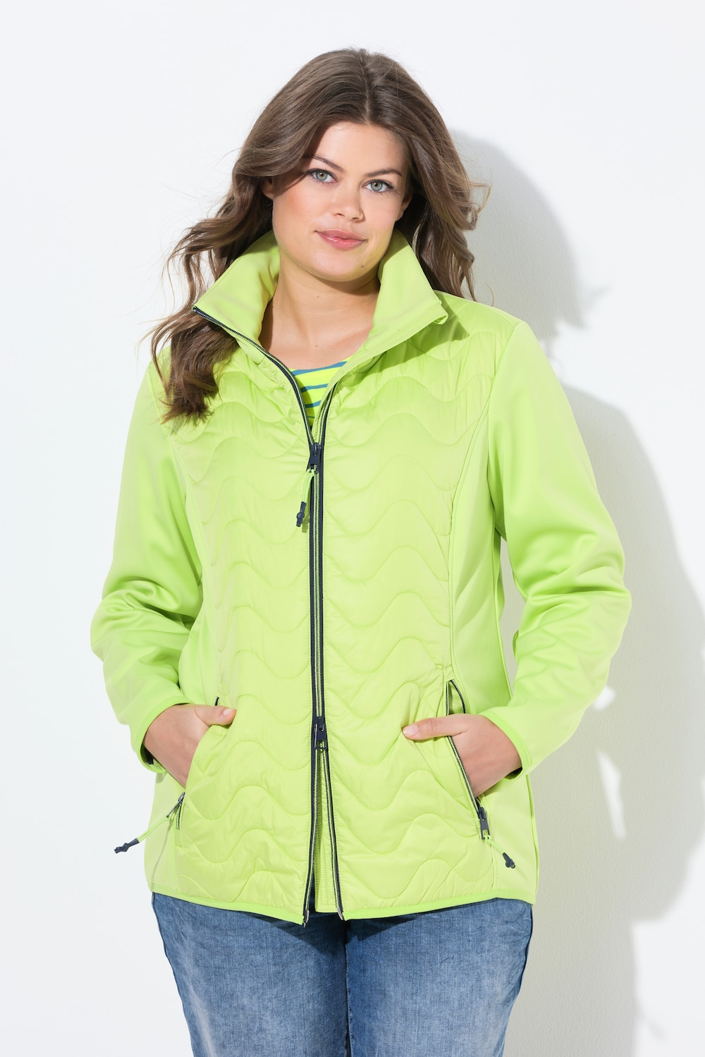 Große Größen Steppjacke, Damen, gelb, Größe: 44/46, Polyester, LAURASON