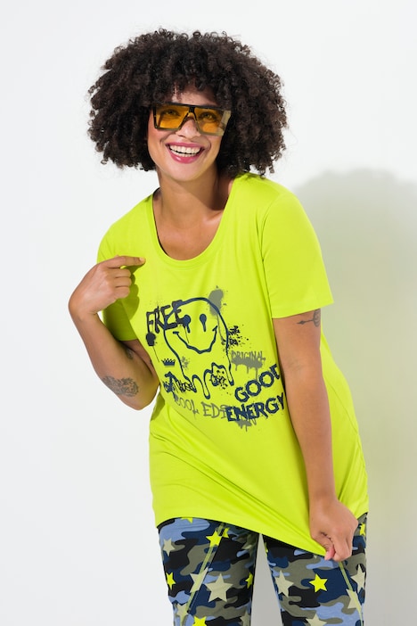 T-Shirt, A-Linie, Smiley, Halbarm