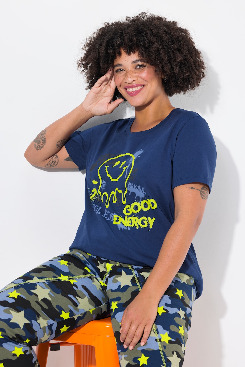 T-shirt, A-lijn, smiley, korte mouwen