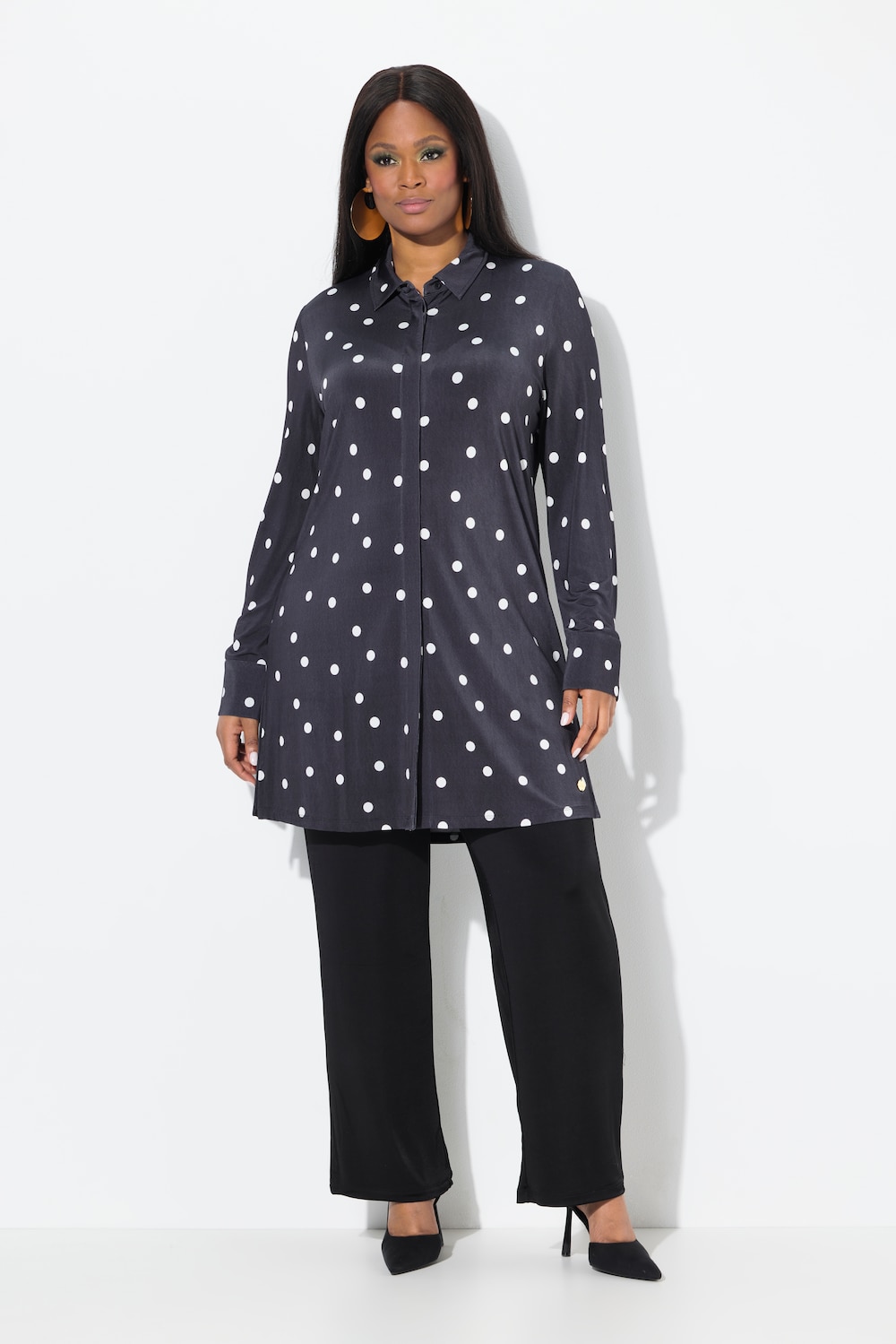 Große Größen Slinky-Longbluse, Damen, schwarz, Größe: 42/44, Viskose, Ulla Popken