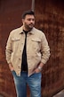 Men+ jeansjakke, kulørt denim, brystlommer, op til 8XL