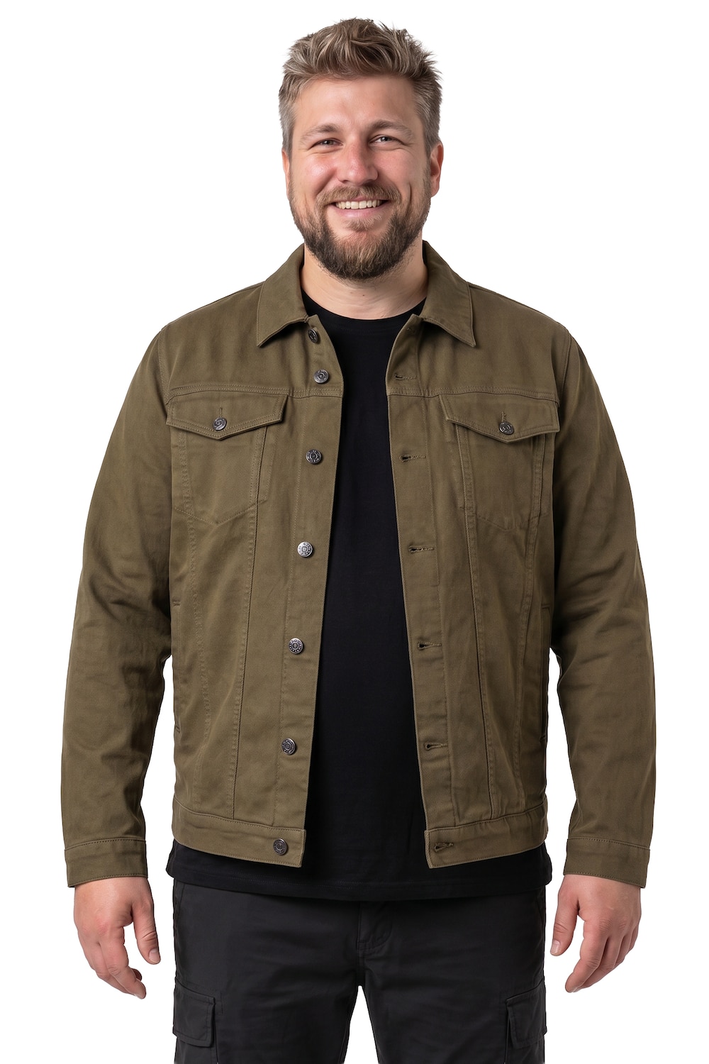 Stora storlekar Jeansjacka, Her, grön, storlek: 3XL, Bomull, Men Plus