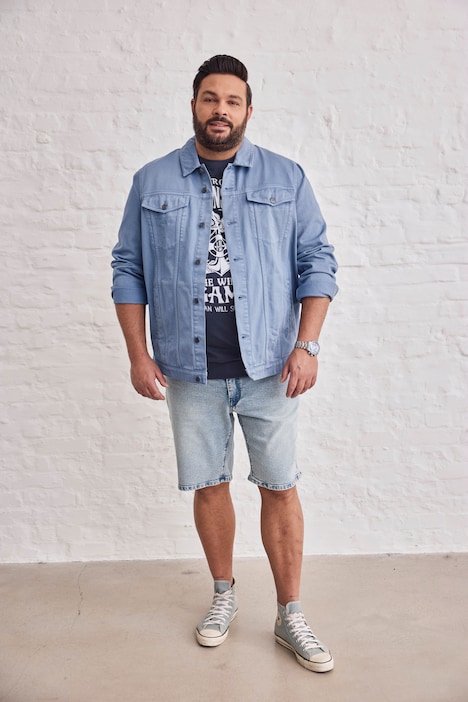 denimjakke, kulørt denim, brystlommer, op til 8XL