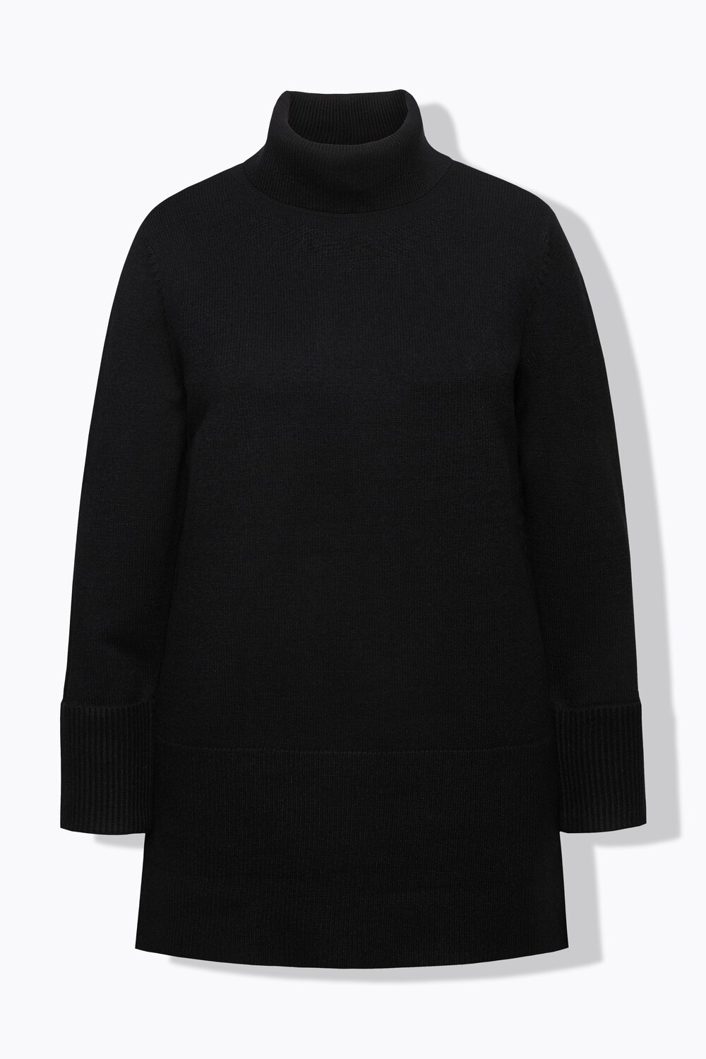 Stora storlekar Lång polotröja med breda, Dam, svart, storlek: 42/44, Viskos/Polyester/Syntetfibrer, Ulla Popken