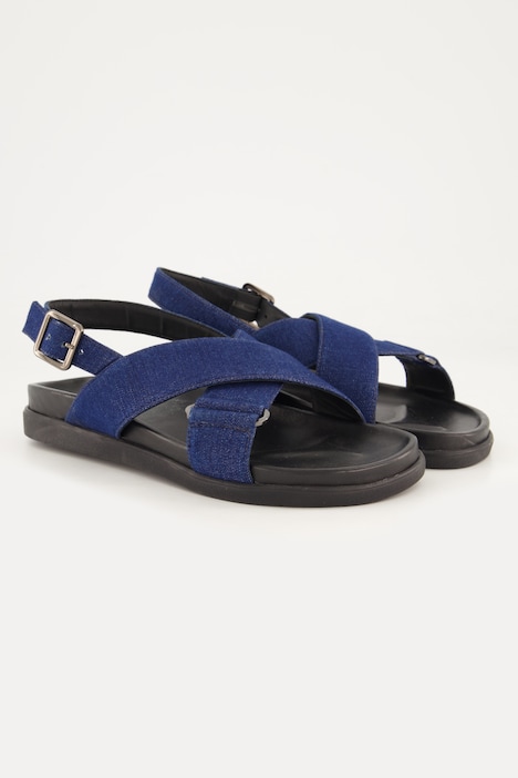 Denim sandalen, gekruiste bandjes, wijdte H