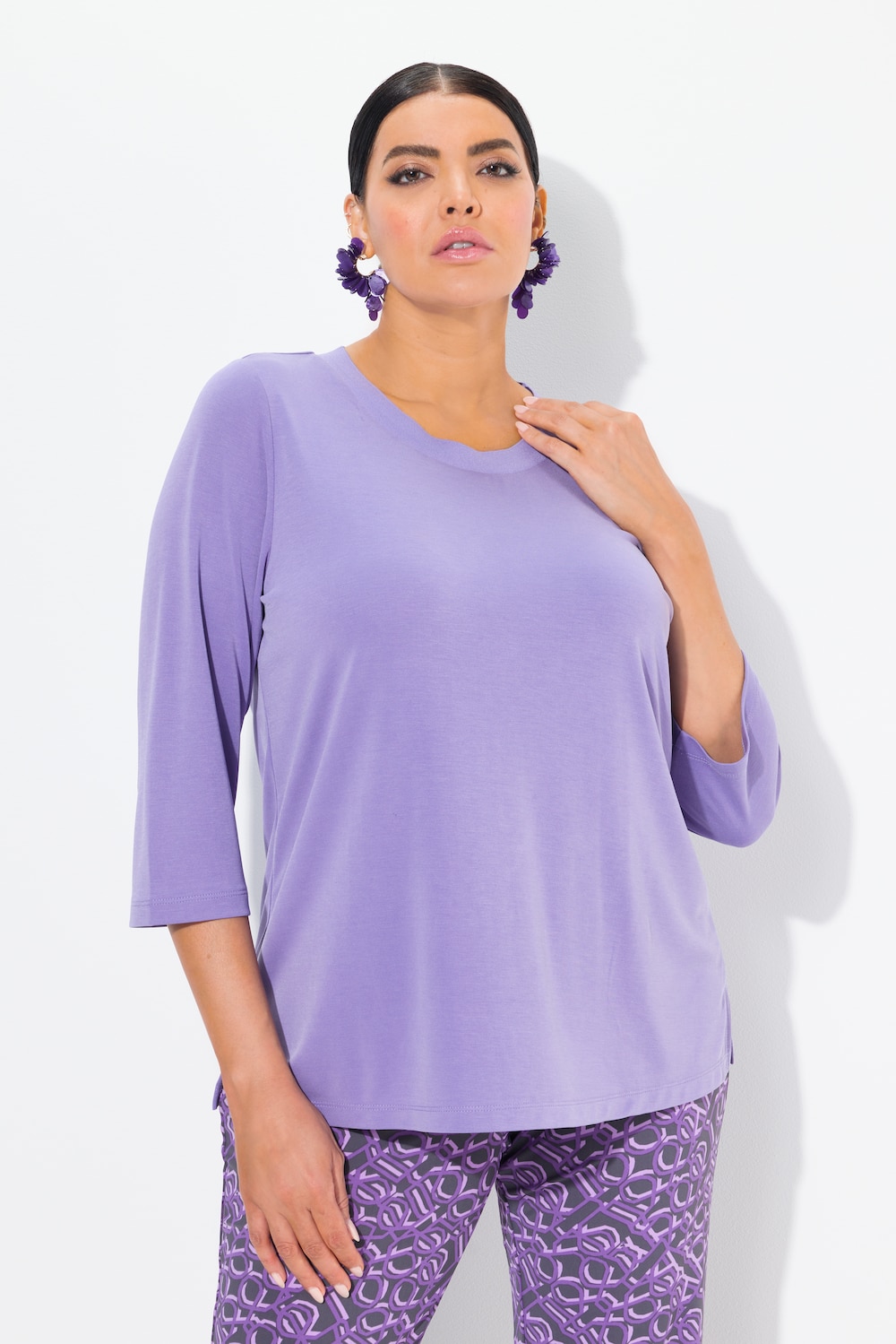 Große Größen Shirt, Damen, lila, Größe: 58/60, Synthetische Fasern/Polyester, Ulla Popken