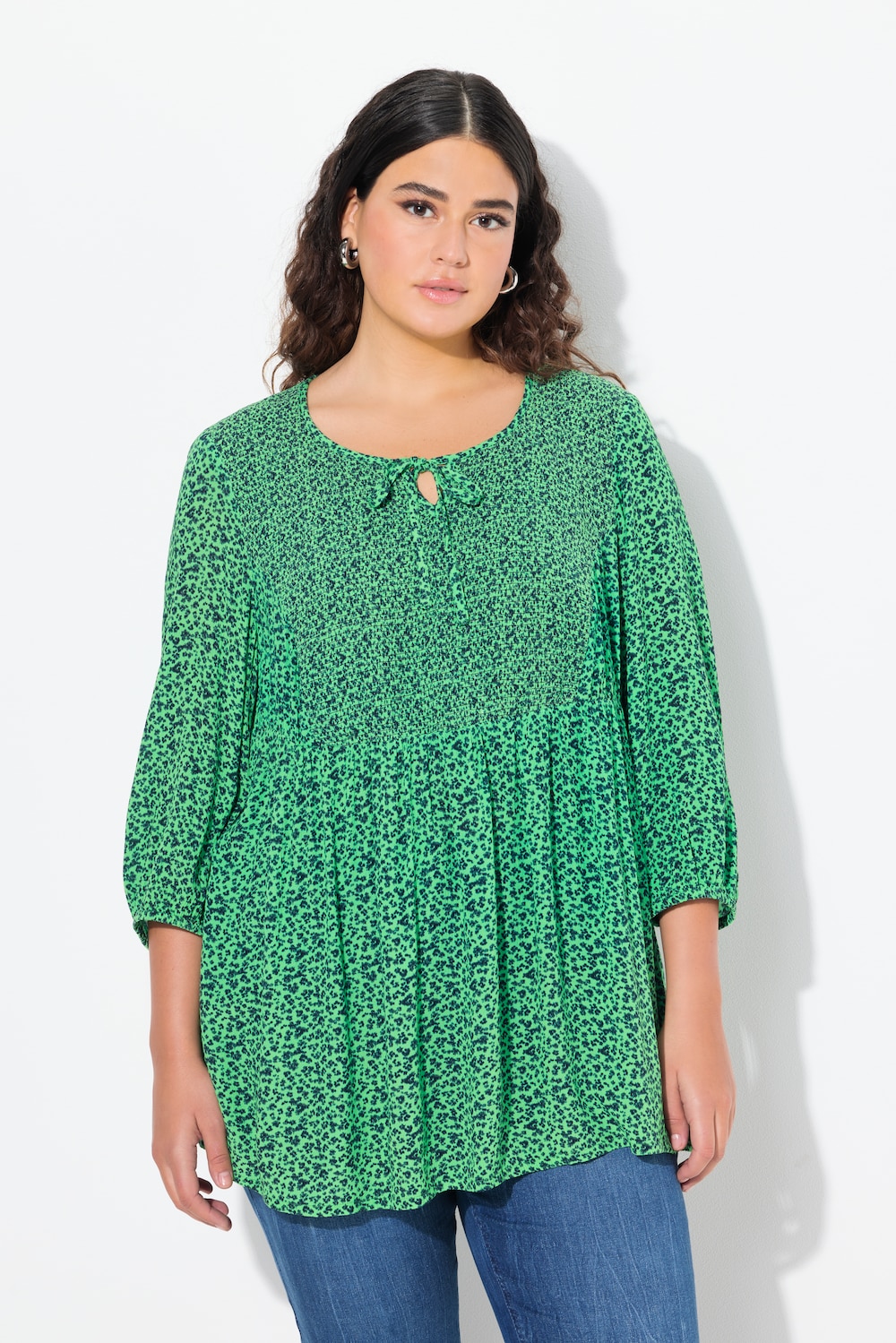 Große Größen Smokbluse, Damen, grün, Größe: 58/60, Viskose, Ulla Popken