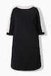 Robe en jersey coupe trapèze, encolure bateau et manches 3/4