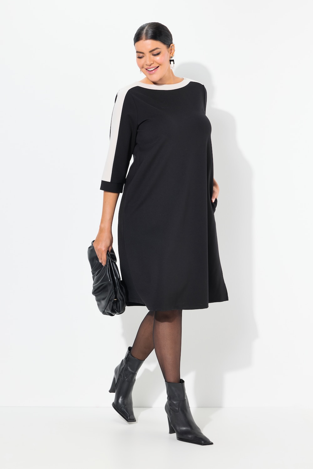 Große Größen Jerseykleid, Damen, schwarz, Größe: 54/56, Viskose/Synthetische Fasern, Ulla Popken