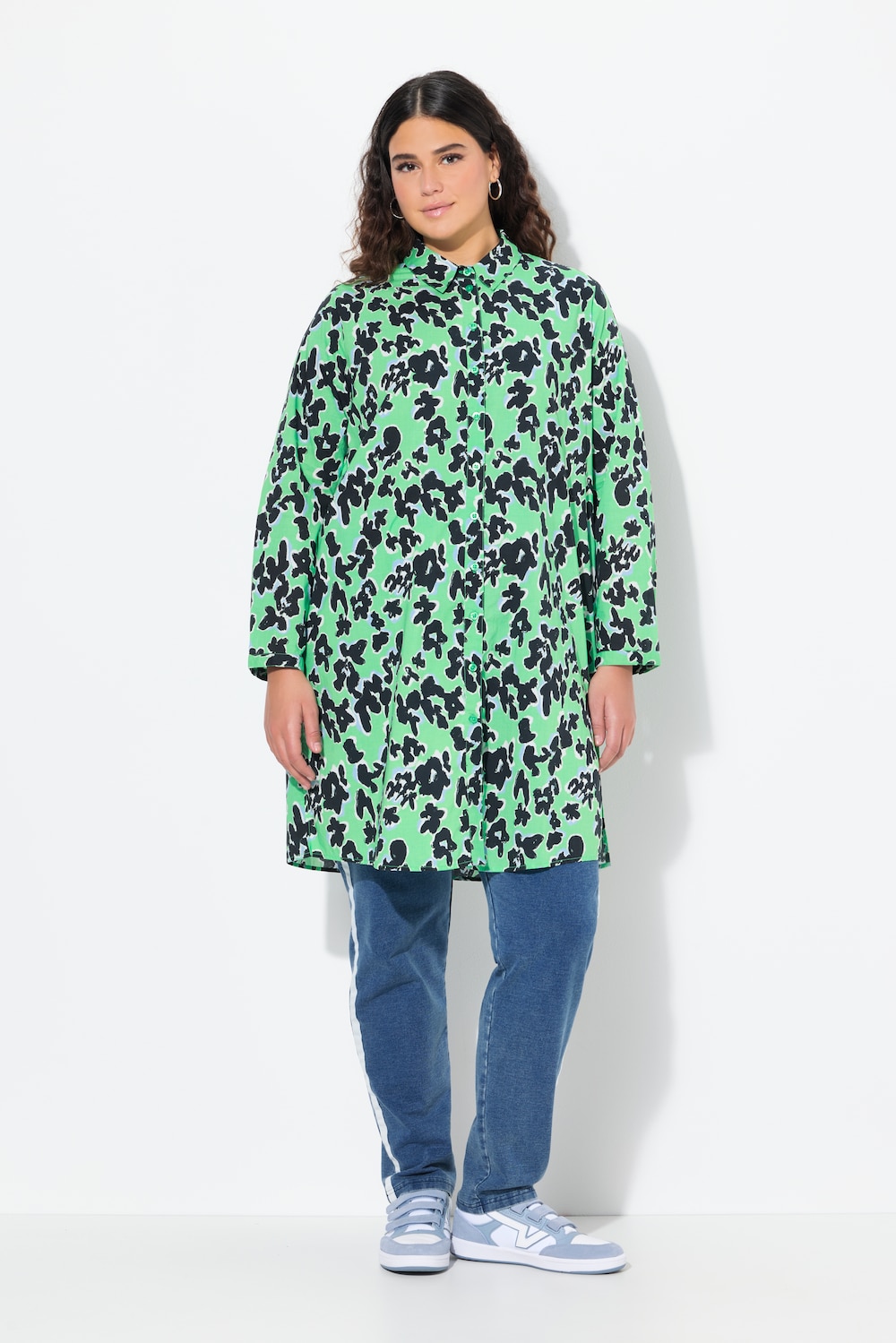 Große Größen Longbluse, Damen, grün, Größe: 42/44, Baumwolle, Ulla Popken