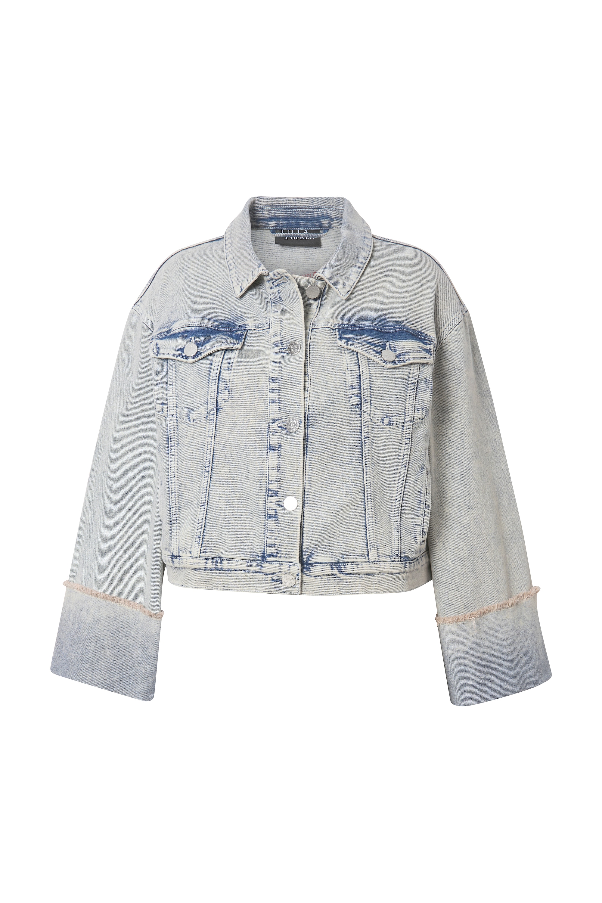 Ulla Popken Damen große Größen Jeansjacke Stretchdenim Hemdkragen Langarm 835486