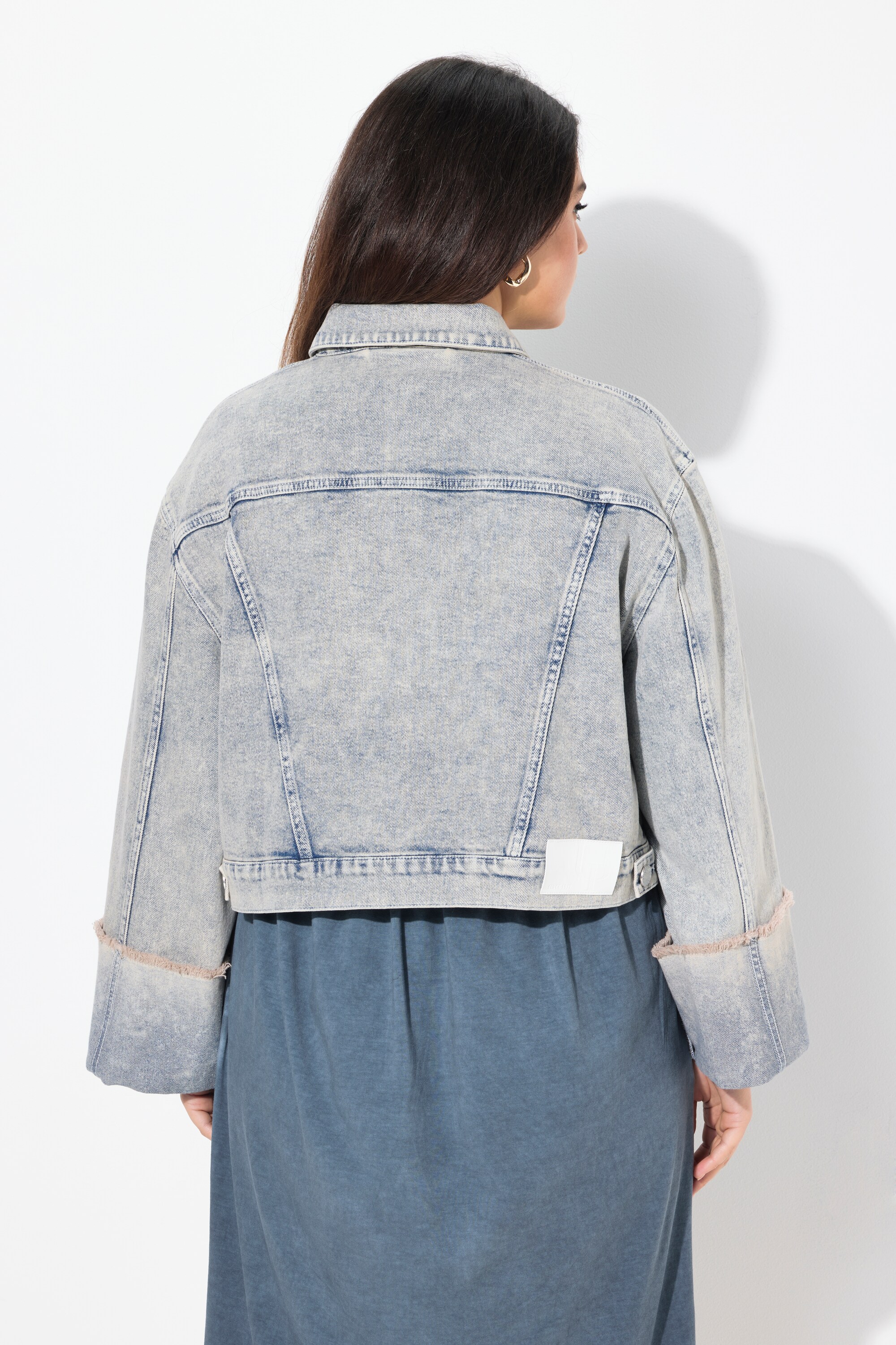 Ulla Popken Damen große Größen Jeansjacke Stretchdenim Hemdkragen Langarm 835486