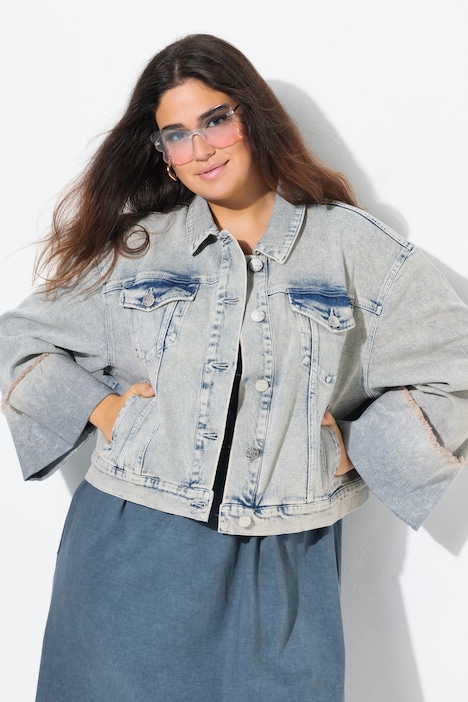 Veste en jean stretch, col chemise et manches longues