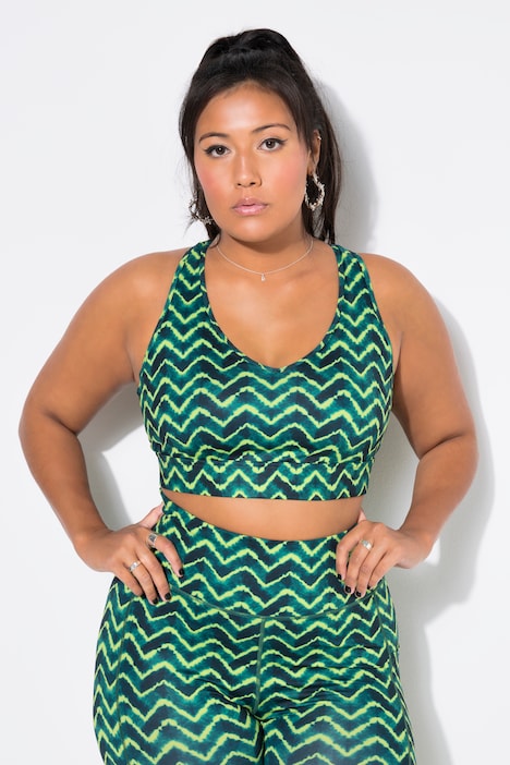 Zigzag Crossed Back Sports Bra