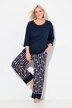 Piżama, wzór w kokardki, okrągły dekolt, rękawy 1/2