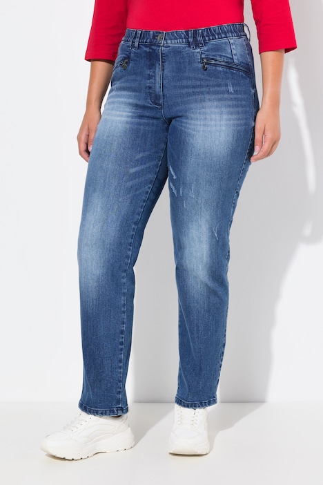 Jeans modello Mony con gamba conica, tessuto elasticizzato e stile vintage