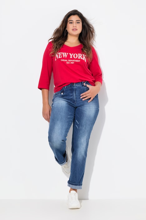 Jeans Mony, vintage look, taps toelopende pijpen, stretch