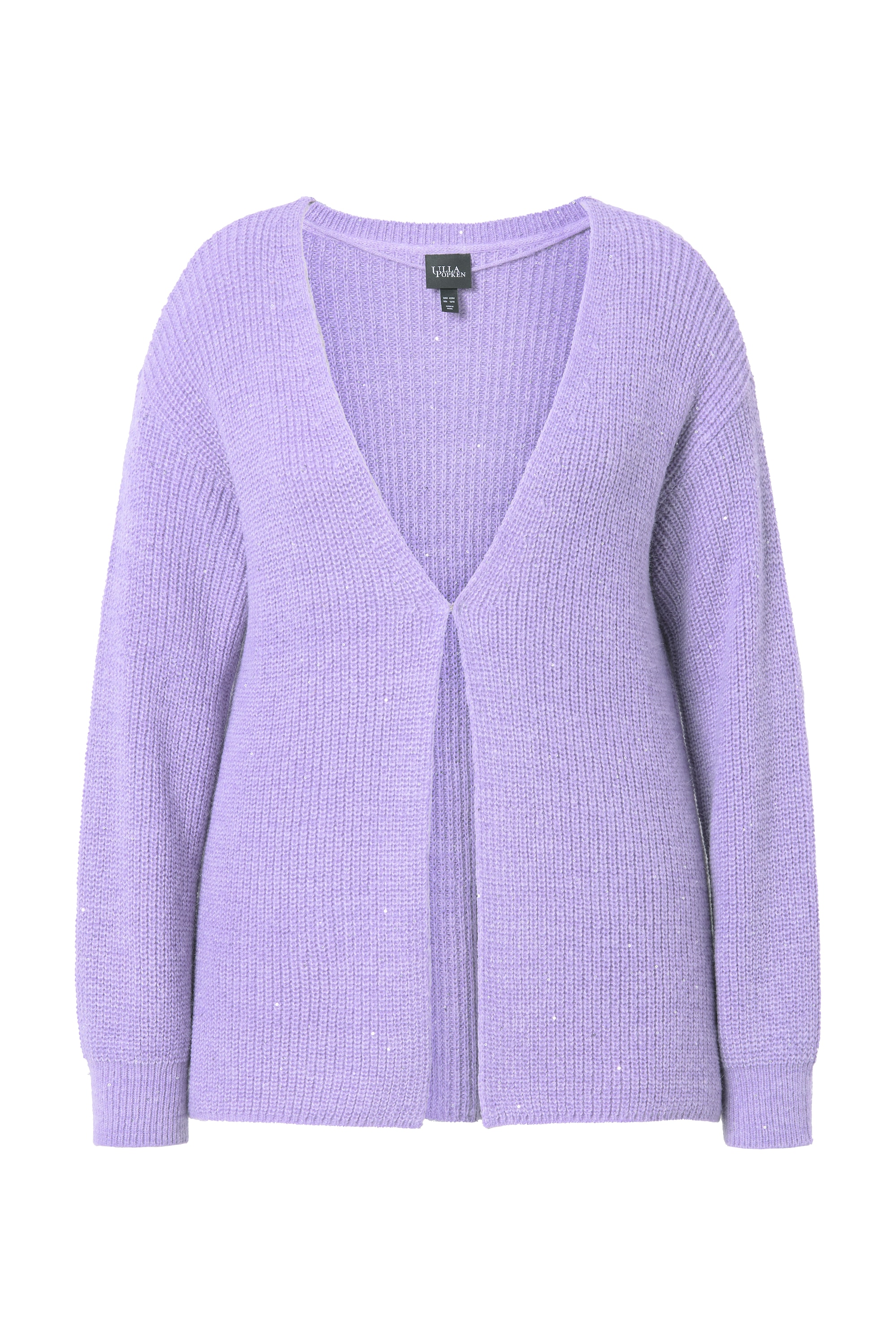 Ulla Popken Damen große Größen Strickjacke Pailletten Oversized Rippstrick