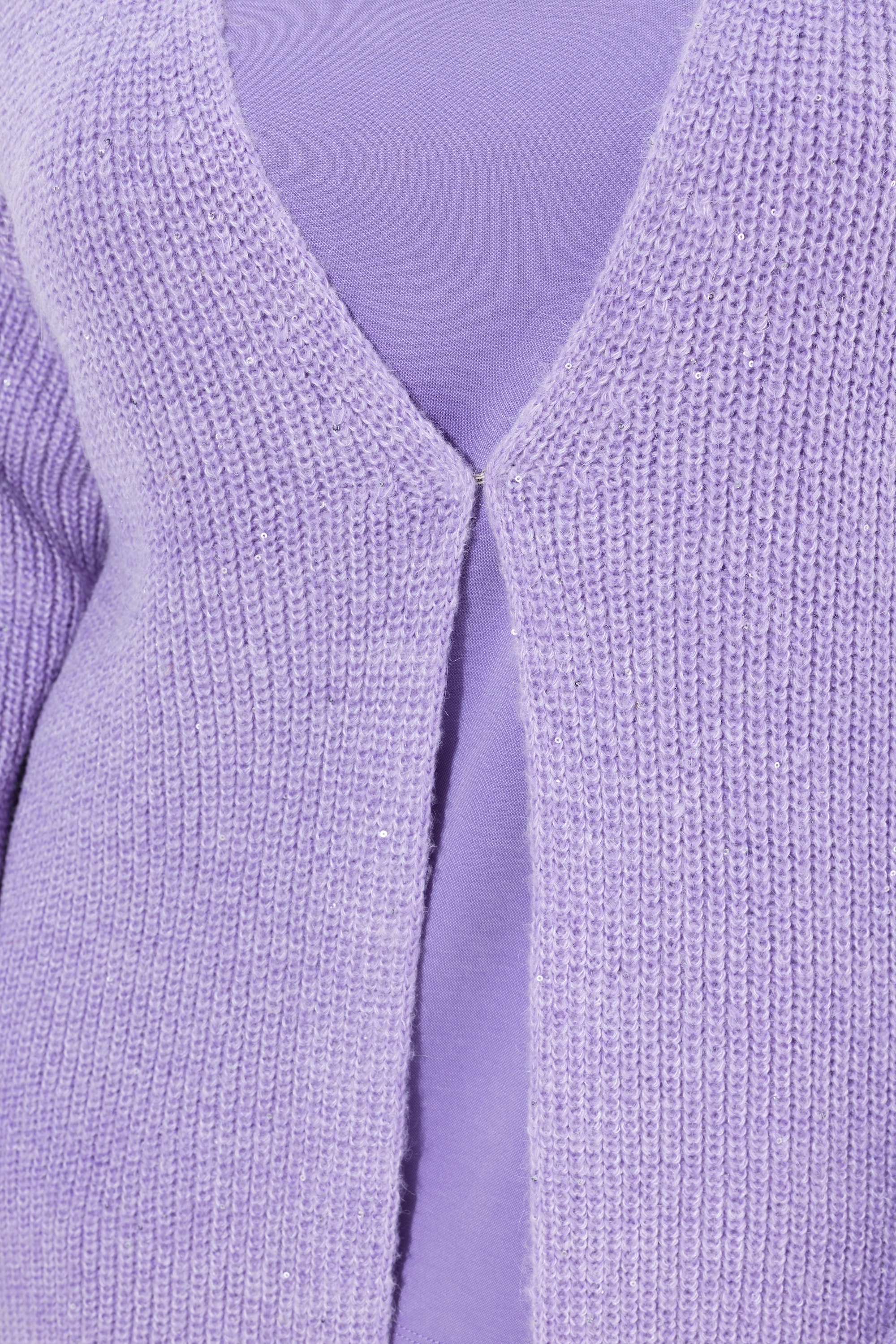 Ulla Popken Damen große Größen Strickjacke Pailletten Oversized Rippstrick