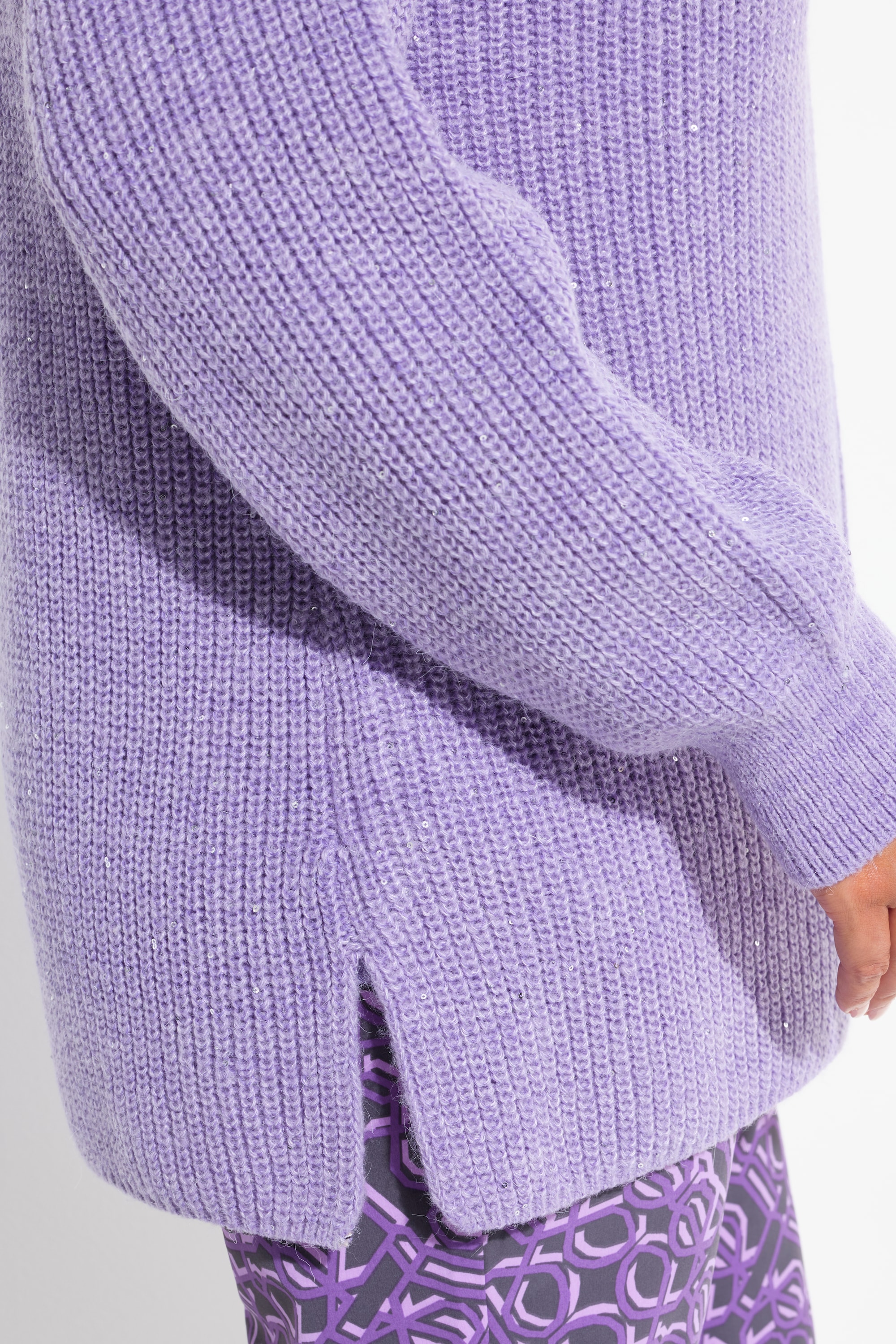 Ulla Popken Damen große Größen Strickjacke Pailletten Oversized Rippstrick