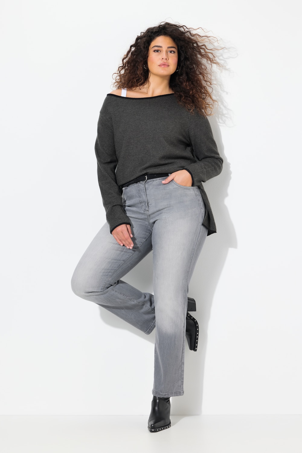 Große Größen Jeans Mandy, Damen, grau, Größe: 27, Baumwolle, Ulla Popken