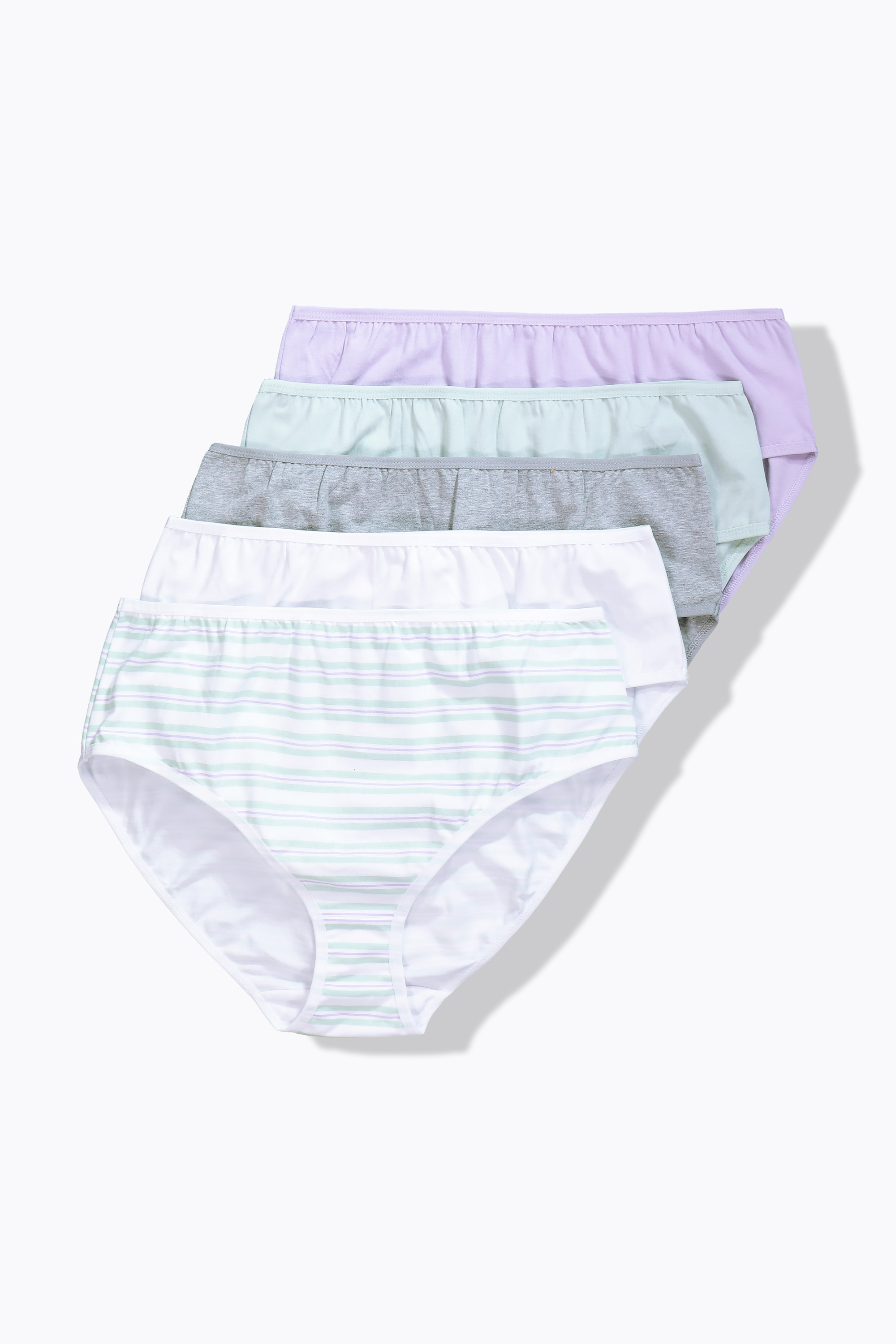 Ulla Popken Damen große Größen Midislips 5er Pack Streifen einfarbig 835556