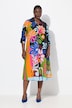 Colorful Flower Print 3/4 Sleeve Dress