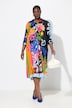 Colorful Flower Print 3/4 Sleeve Dress