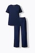 Openwork Detail Short Sleeve Two Piece Pajama Set