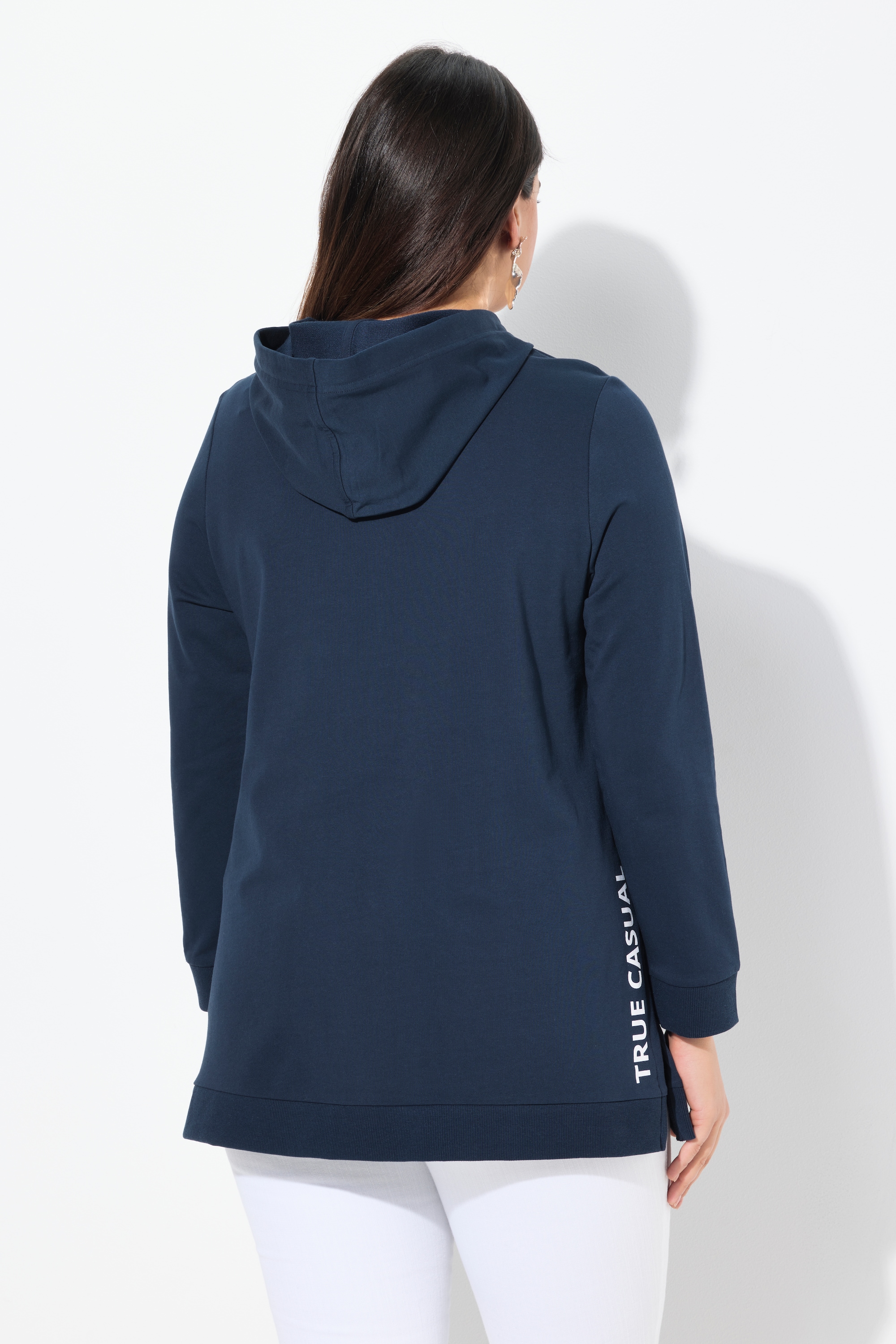 Ulla Popken Damen große Größen Long Hoodie A Linie Kapuze Langarm 835599