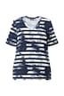 Tričko, pruhy, Classic, výstřih do V, krátké rukávy