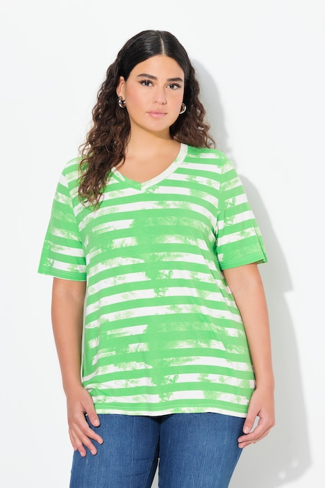 Painted Stripe Short Sleeve V-Neck Tee