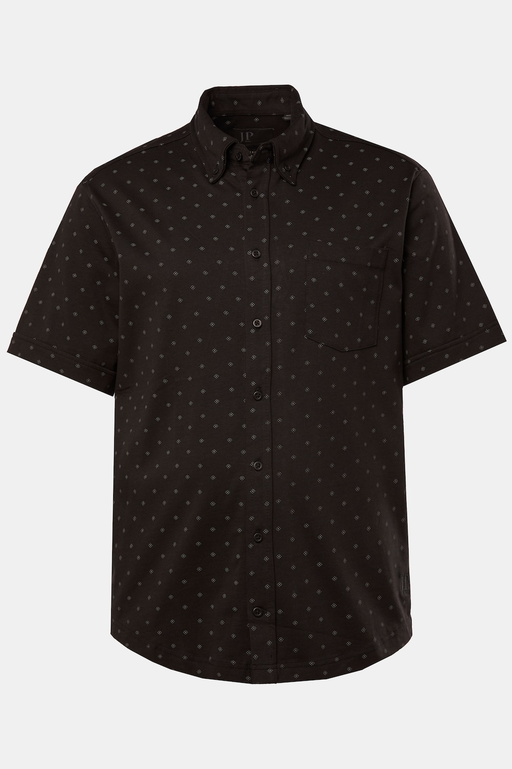 Chemise JP 1880, jersey imprimé all-over, manches courtes et col à pointes boutonnées, coupe Modern Fit - jusqu'au 8 XL