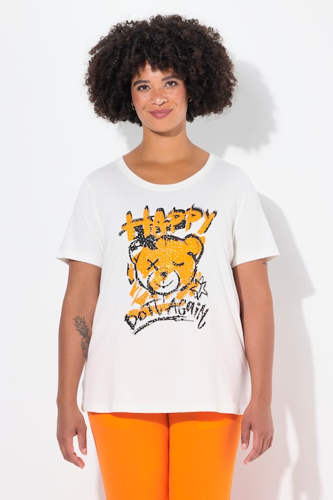 T-shirt, Boxy Fit, teddy-motief, korte mouwen