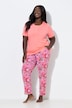 Pyjama 2 pièces à fleurs, col rond et manches courtes