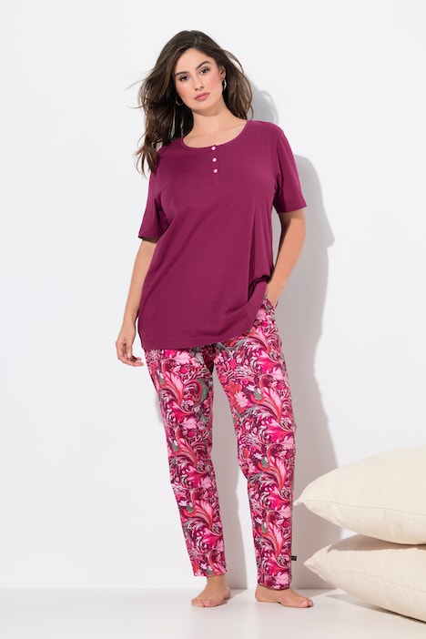 Floral Print Two Piece Short Sleeve Pajama Set