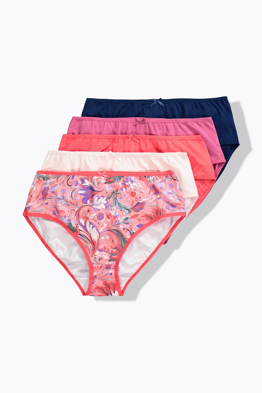 Midi-slips, set van 5, bloemen / effen