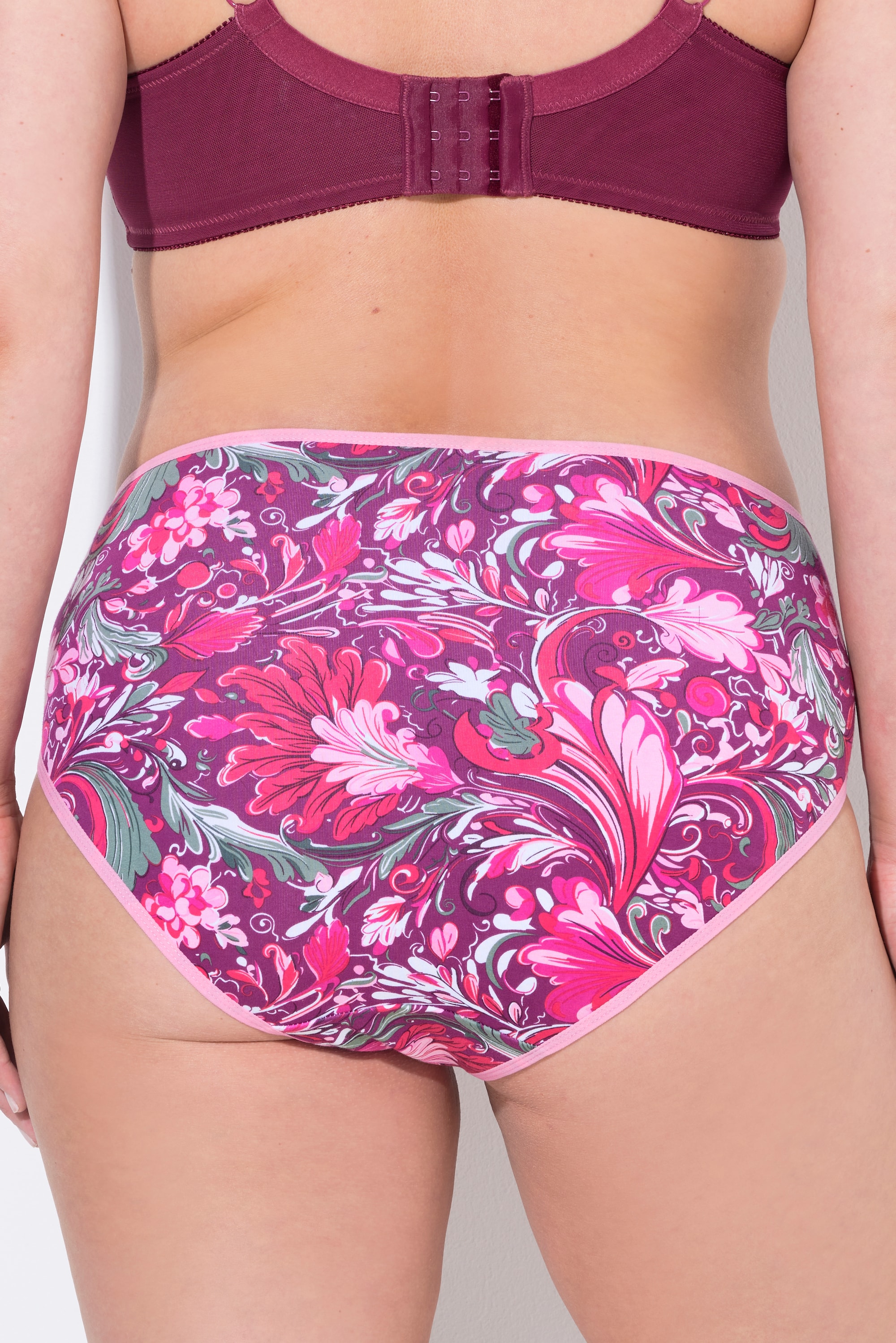 Ulla Popken Damen große Größen Midislips 5er Pack Blumen einfarbig 835623