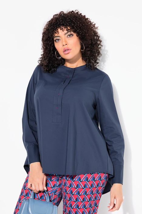 Decorative Button Placket Long Sleeve Blouse