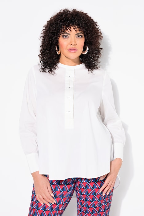 Decorative Button Placket Long Sleeve Blouse