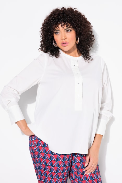 Decorative Button Placket Long Sleeve Blouse